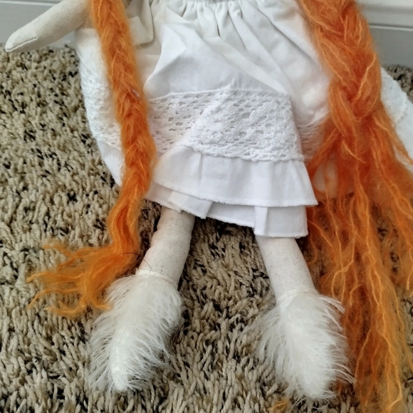 Hairloom Doll Handmade Fox Girl Orange Hair Fairy Ears - Picture 3 of 4